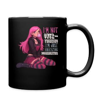 I'm Not Overthinking Anime Girl Pastel Goth Kawaii - Full Colour Mug - black - Right