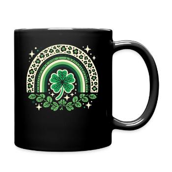 St. Patrick's Day Shamrock Rainbow Design - Full Colour Mug - black - Right