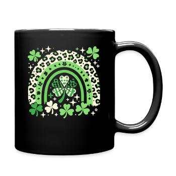 St. Patrick's Day Lucky Clover and Rainbow - Full Colour Mug - black - Right