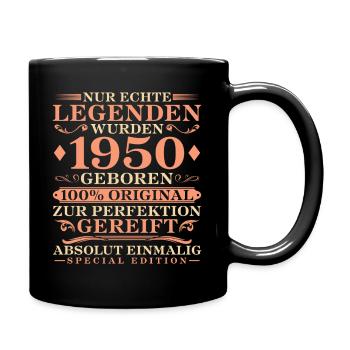 75 Jahre Original 1950 Geburtstag - Tasse einfarbig - Schwarz - Rechts