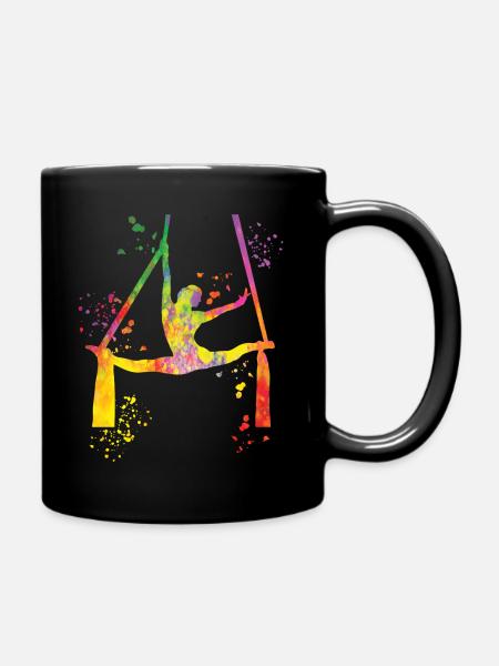 Vertical Cloth Aerial Acrobatics Aerial Silk - Full Colour Mug - black