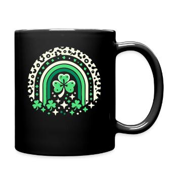 St. Patrick's Day Shamrock Rainbow Luck - Full Colour Mug - black - Right
