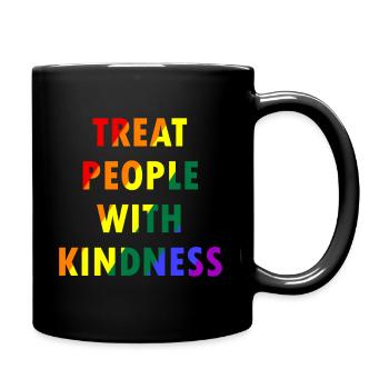 Traitez les gens avec gentillesse Arc-en-ciel LGBTQ - Mug uni - noir - Droite
