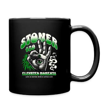 Hand Holding Marijuana Cigarette – Cannabis-Design - Tasse einfarbig - Schwarz - Rechts
