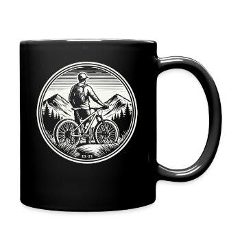 Fahrrad Abenteuer Berge Mountainbike Natur - Tasse einfarbig - Schwarz - Rechts