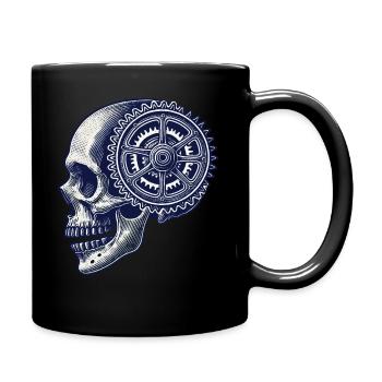 Fahrrad Schädel Getriebe Radsport Kunstwerk - Tasse einfarbig - Schwarz - Rechts