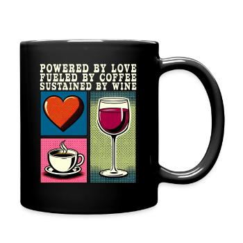 Love Coffee Wine Retro Pop Art Mother's Day Gift - Full Colour Mug - black - Right