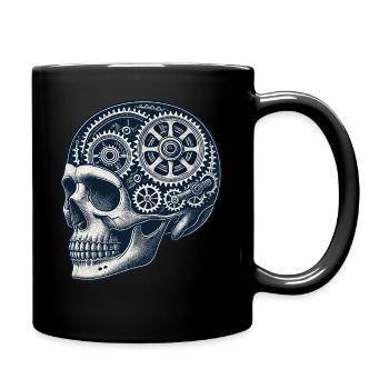 Fahrrad Enthusiast Schädel Zahnräder - Tasse einfarbig - Schwarz - Rechts