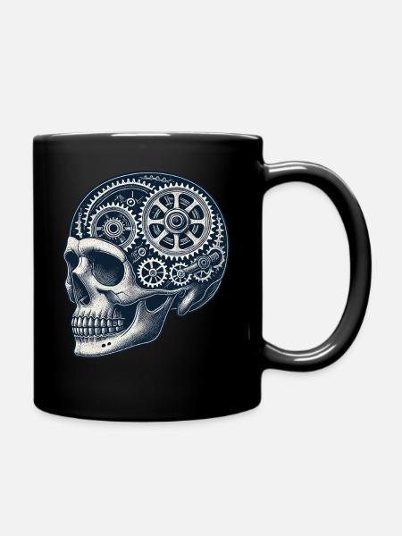 Fahrrad Enthusiast Schädel Zahnräder - Tasse einfarbig - Schwarz
