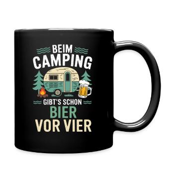 Beim Camping Bier Vor Vier Unterhopft Bierchen - Tasse einfarbig - Schwarz - Rechts