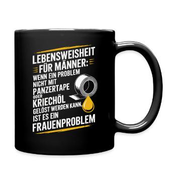 Lebensweisheit für Männer Werkstatt JGA Handwerker - Tasse einfarbig - Schwarz - Rechts