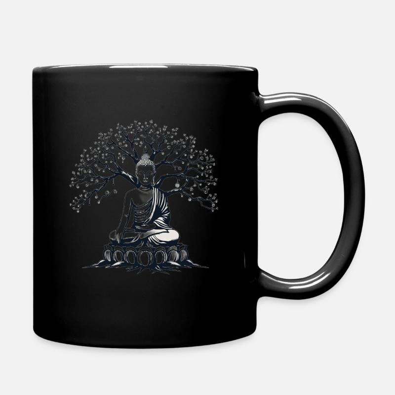 Buddha Meditation unter Bodhgaya Bodhi Baum - Tasse einfarbig - Schwarz