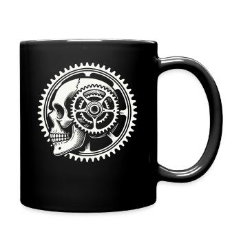 Fahrrad Schädel Zahnrad Abenteuer - Tasse einfarbig - Schwarz - Rechts