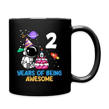 Two Years of Space Adventure Joy Birthday - Full Colour Mug - black - Right