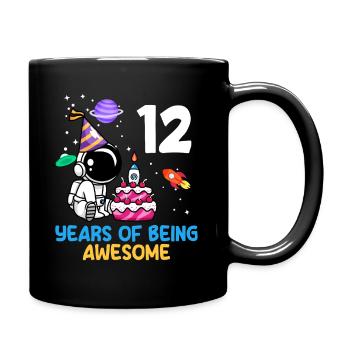 12 Years Being Unique Astronaut Birthday - Full Colour Mug - black - Right