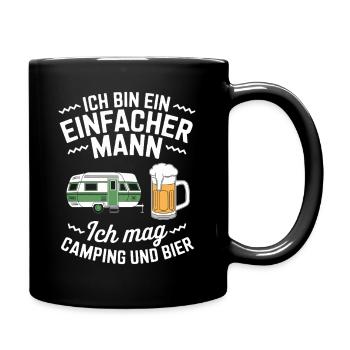 Bin Ein Mann Spruch Camping Bier Unterhopft Papa - Tasse einfarbig - Schwarz - Rechts