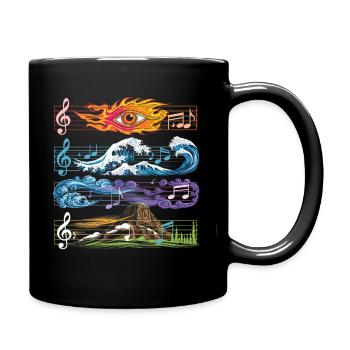 Feu, Eau, Terre, Air, Musique, Éléments - Mug uni - noir - Droite