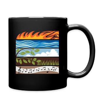 Feu, Eau, Terre, Air, Musique, Éléments - Mug uni - noir - Droite