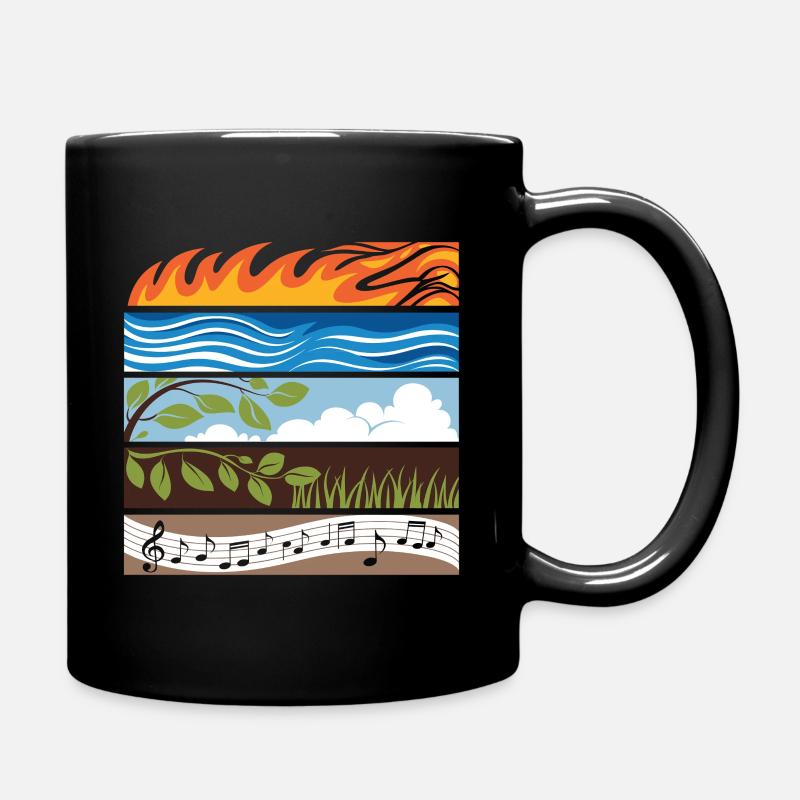 Fire Water Earth Air Music, Elements - Full Colour Mug - black