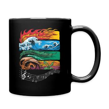 Feu, Eau, Terre, Air, Musique, Éléments - Mug uni - noir - Droite