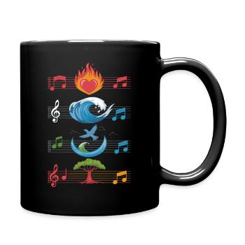 Feu, Eau, Terre, Air, Musique, Éléments - Mug uni - noir - Droite