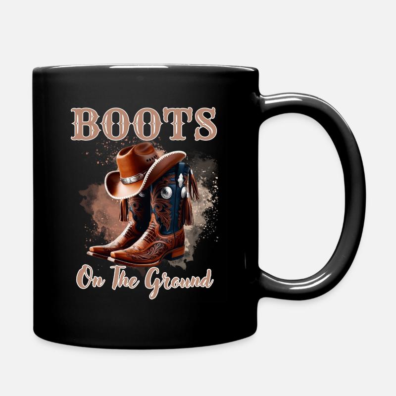 Boots On The Ground Cowboy Western Linedance - Tasse einfarbig - Schwarz