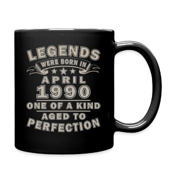 Né en avril 1990, légende depuis avril 1990 - Mug uni - noir - Droite