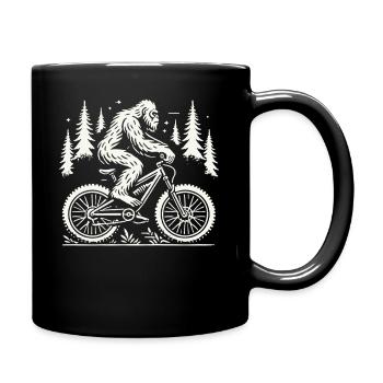 Bike Adventure Forest Cyclist Yeti - Full Colour Mug - black - Right