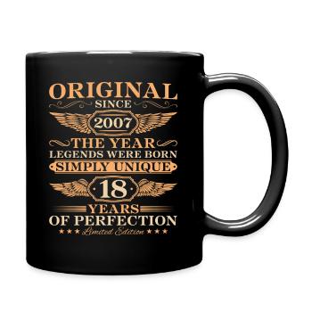 18. Geburtstag Einzigartig seit 2007 Geschenk - Tasse einfarbig - Schwarz - Rechts