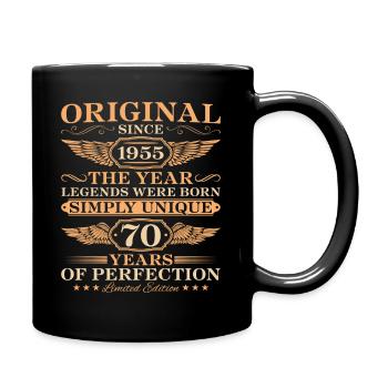 70. Geburtstag Einzigartig seit 1955 Geschenk - Tasse einfarbig - Schwarz - Rechts