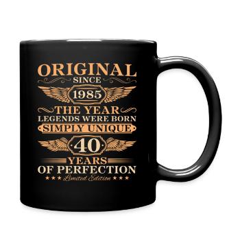 40. Geburtstag Einzigartig seit 1985 Geschenk - Tasse einfarbig - Schwarz - Rechts