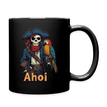 Ahoy Skipper Boat Boat Captain Pirate - Full Colour Mug - black - Right