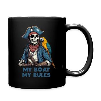 Skipper Pirate Rules Rules My Boat - Full Colour Mug - black - Right