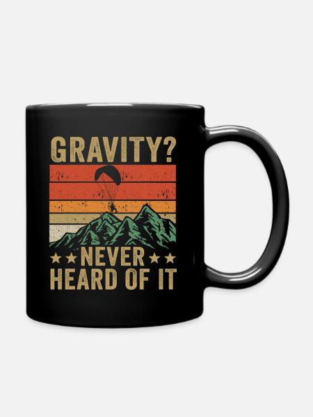 Hilarious Paramotor Gravity Meme - Full Colour Mug - black