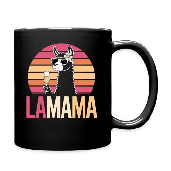 sparkling wine llama mom prosecco mother llama fun - Full Colour Mug - black - Right