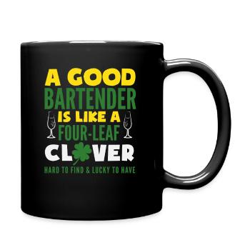 Un bon barman est un trèfle porte-bonheur - Mug uni - noir - Droite