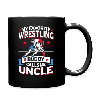 Wrestler Wrestling Buddy Calls Me Uncle - Full Colour Mug - black - Right