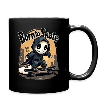 Grim Reaper Born to Skate Skater Skateboard - Full Colour Mug - black - Right