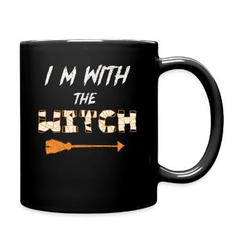 Ich bin mit der Hexe Halloween-Spaß - Tasse einfarbig - Schwarz - Rechts