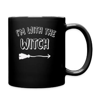 Ich bin mit der Hexe Halloween-Spaß - Tasse einfarbig - Schwarz - Rechts