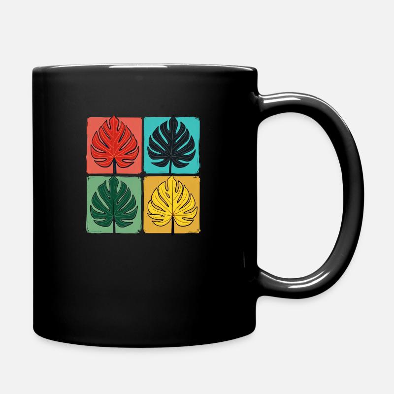 Grille de feuilles Retro Monstera - Mug uni - noir