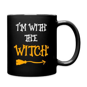 Ich bin mit der Hexe Halloween-Spaß - Tasse einfarbig - Schwarz - Rechts