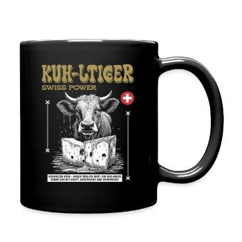 KUH-LTIGER Swiss Power: Urbanes Käse Shirt - Tasse einfarbig - Schwarz - Rechts
