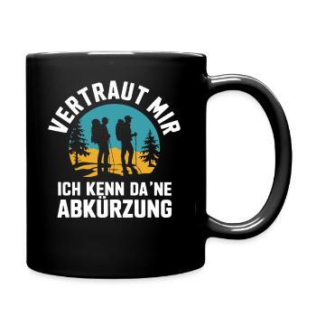 Abkürzung Schlaumeier Wandern lustig Wandertour - Tasse einfarbig - Schwarz - Rechts