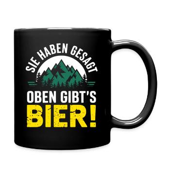 Wandern Bier Berge Reisegruppe Männer JGA Spaß - Tasse einfarbig - Schwarz - Rechts