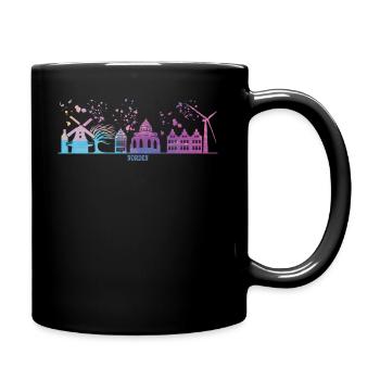 Norder Skyline Bunt Stadtbild Norden - Tasse einfarbig - Schwarz - Rechts
