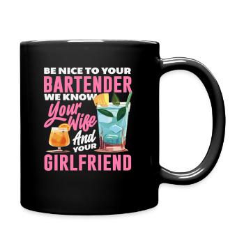 Soyez gentil avec votre barman et nous le savons - Mug uni - noir - Droite