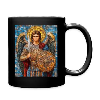 Archangel Michael in Armor Mosaic Painting - Full Colour Mug - black - Right