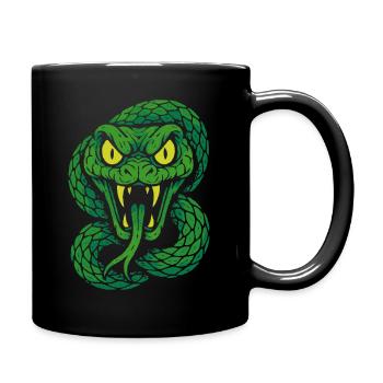 Angry poisonous snake in neon style - Full Colour Mug - black - Right