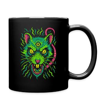 Dreiaugige Neon-Ratte mit Wahnsinnsblick - Tasse einfarbig - Schwarz - Rechts